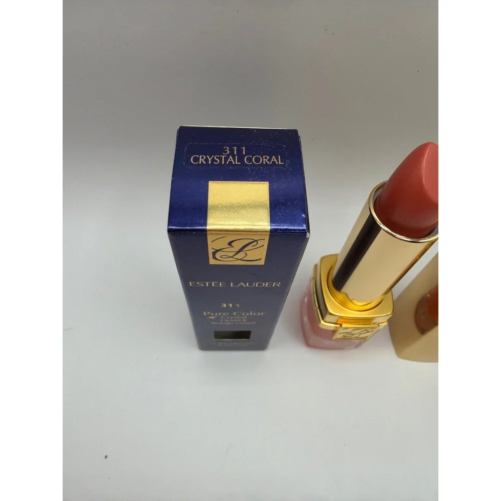 NIB NOS HTF Estee Lauder Pure Color‎ Crystal Lipstick  0.13oz 311 Crystal Coral